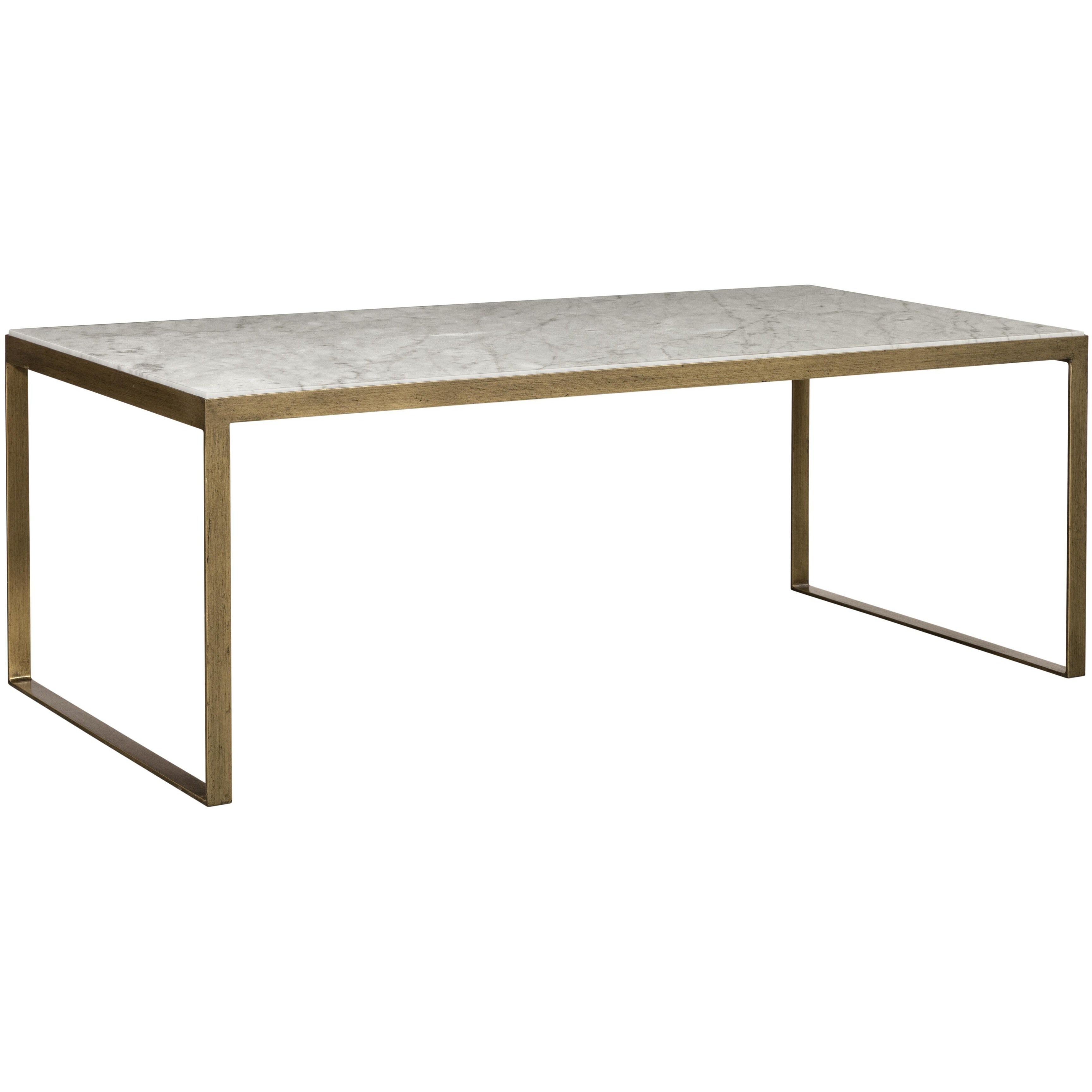 Evert 39.5 X 21.5 inch White / Antique Brass Coffee Table, Low
